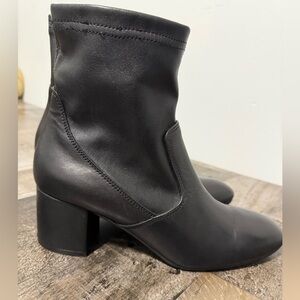 Lamica Black Leather Ankle Boots Block Heel Made in Italy EU 40